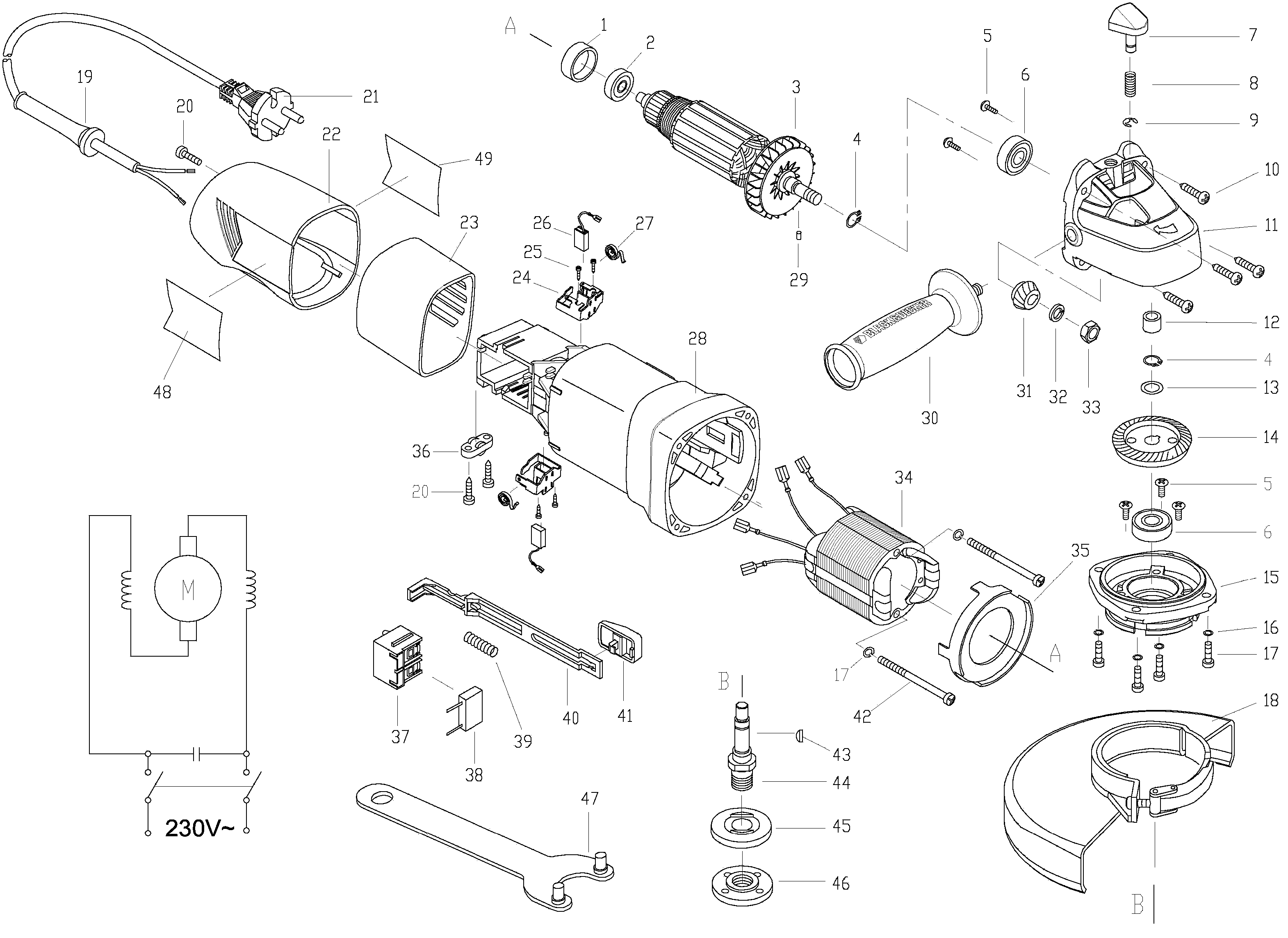 Page A Diagram and Parts List for G720-AR 2 Black and Decker Hammer Drill